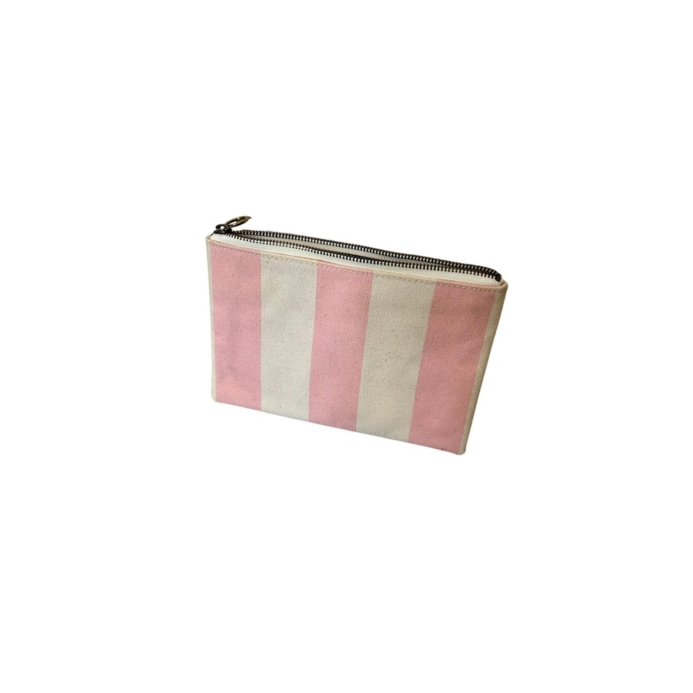 Madewell Pink White Stripe Canvas Clutch